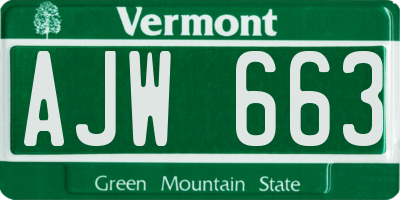 VT license plate AJW663