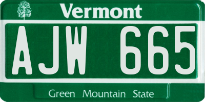 VT license plate AJW665