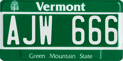 VT license plate AJW666