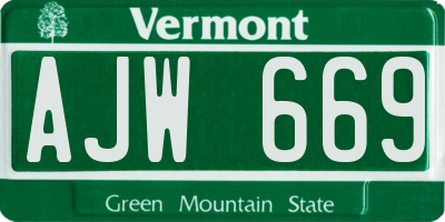 VT license plate AJW669