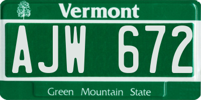 VT license plate AJW672