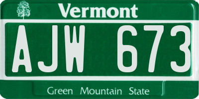 VT license plate AJW673