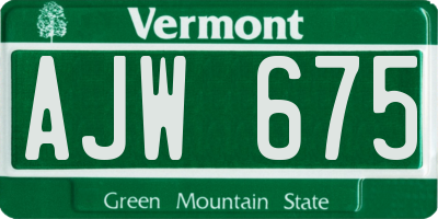 VT license plate AJW675