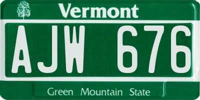VT license plate AJW676
