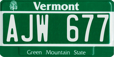 VT license plate AJW677