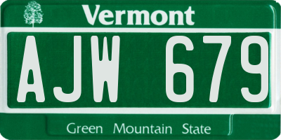 VT license plate AJW679
