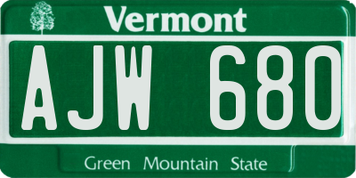 VT license plate AJW680