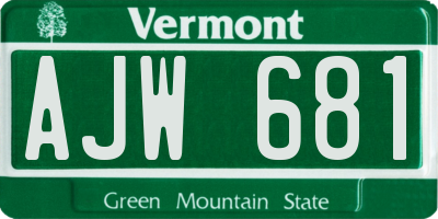 VT license plate AJW681