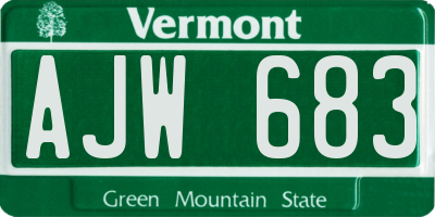 VT license plate AJW683