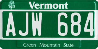 VT license plate AJW684
