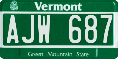 VT license plate AJW687