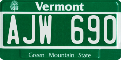 VT license plate AJW690