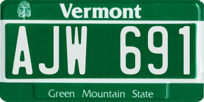 VT license plate AJW691