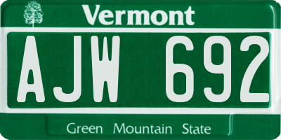 VT license plate AJW692