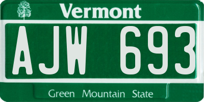 VT license plate AJW693