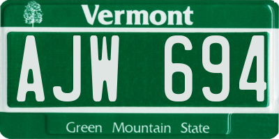 VT license plate AJW694