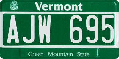 VT license plate AJW695