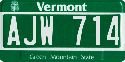 VT license plate AJW714