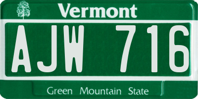 VT license plate AJW716
