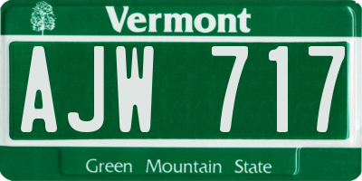 VT license plate AJW717
