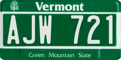 VT license plate AJW721