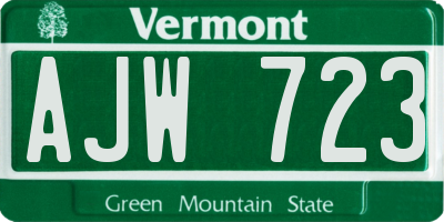 VT license plate AJW723