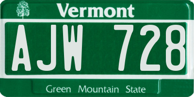 VT license plate AJW728