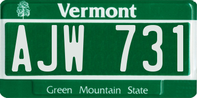 VT license plate AJW731