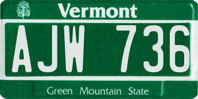 VT license plate AJW736