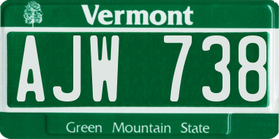VT license plate AJW738