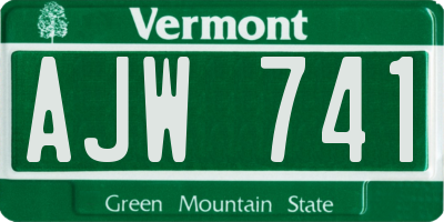VT license plate AJW741