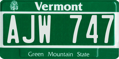 VT license plate AJW747
