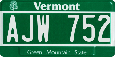 VT license plate AJW752