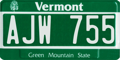 VT license plate AJW755