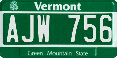 VT license plate AJW756