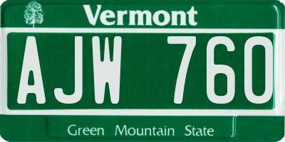 VT license plate AJW760