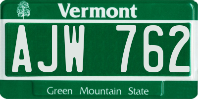 VT license plate AJW762