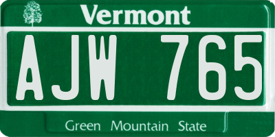 VT license plate AJW765