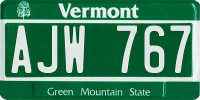 VT license plate AJW767