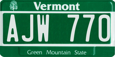 VT license plate AJW770