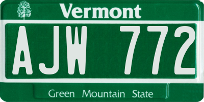 VT license plate AJW772
