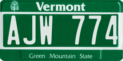 VT license plate AJW774
