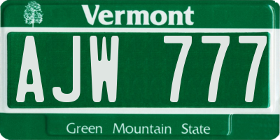 VT license plate AJW777