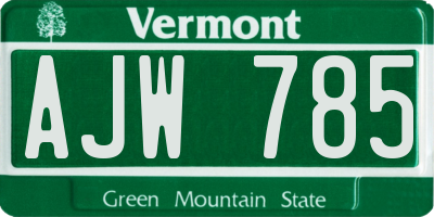 VT license plate AJW785