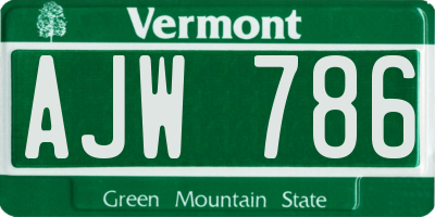 VT license plate AJW786