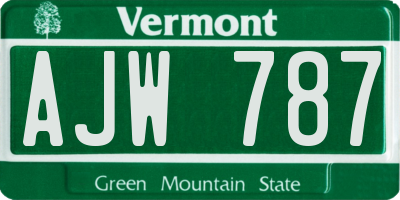 VT license plate AJW787
