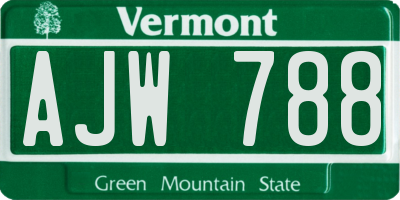 VT license plate AJW788