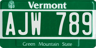 VT license plate AJW789