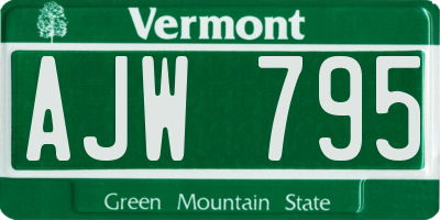 VT license plate AJW795