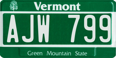 VT license plate AJW799